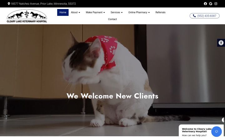 Screenshot of clearylakevets.com