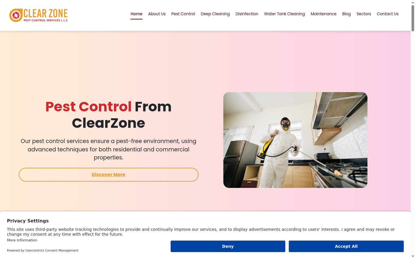 Screenshot of the consent banner shown before any interaction