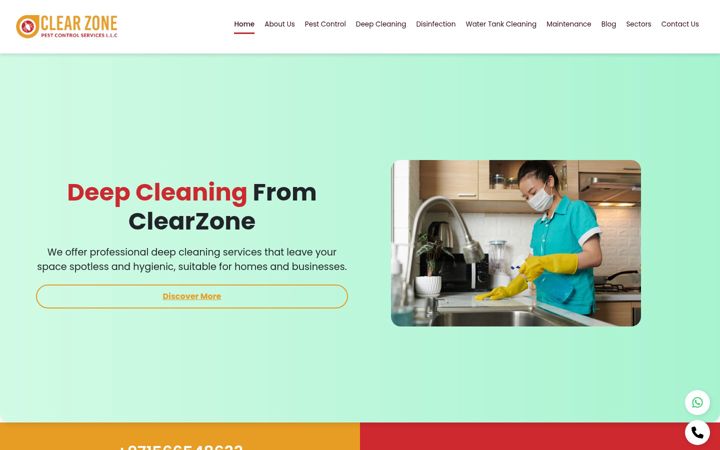 Screenshot of clearzonepestcontrol.com
