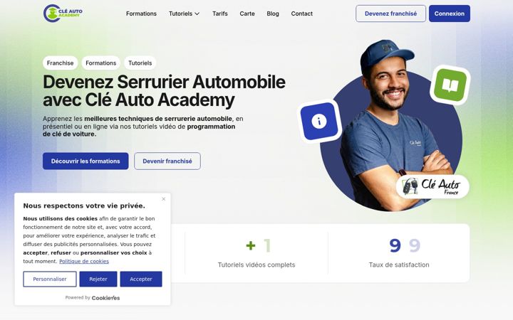 Kuvakaappaus sivustosta cleautoacademy.fr