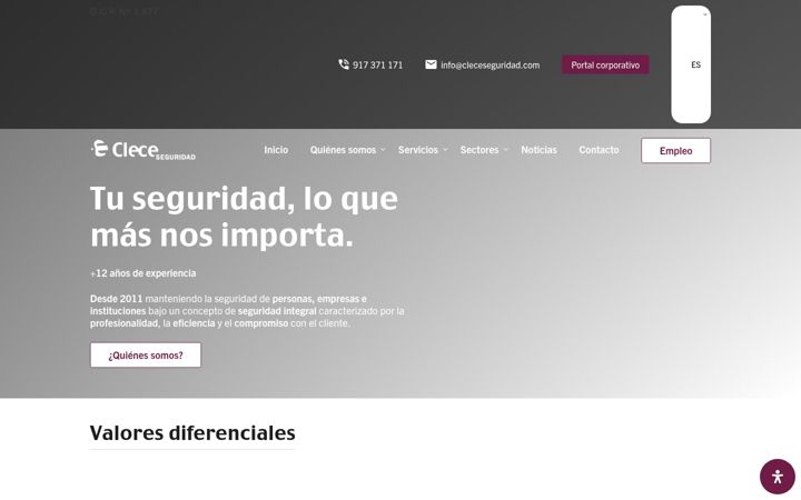 Captura de pantalla de cleceseguridad.com