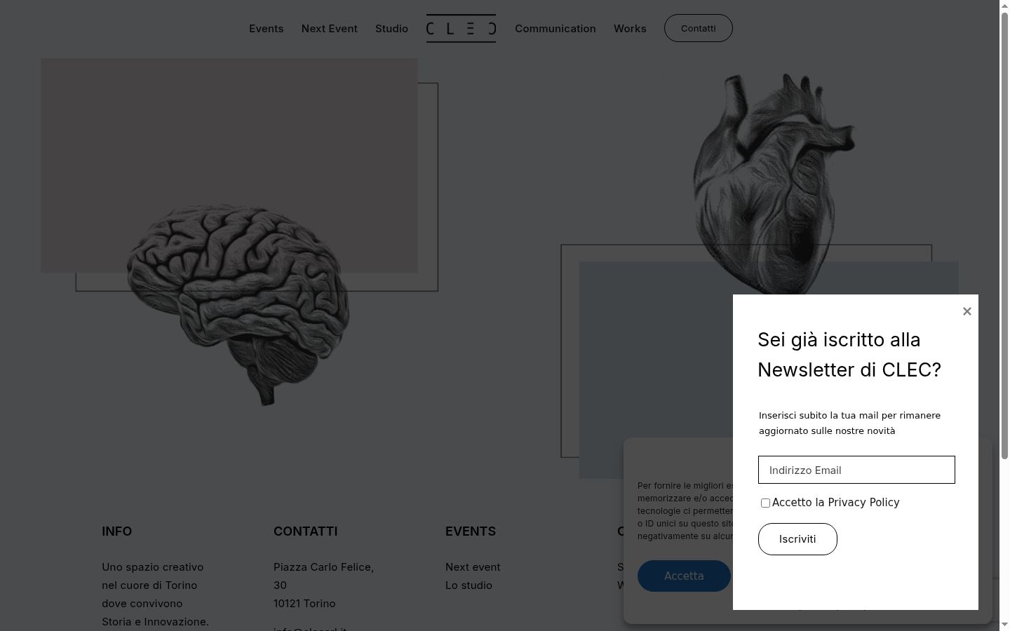 Screenshot del banner di consenso mostrato prima di qualsiasi interazione