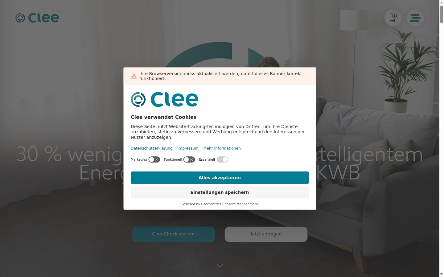 Sutikimo reklamjuostės, rodytos prieš bet kokią sąveiką, ekrano kopija