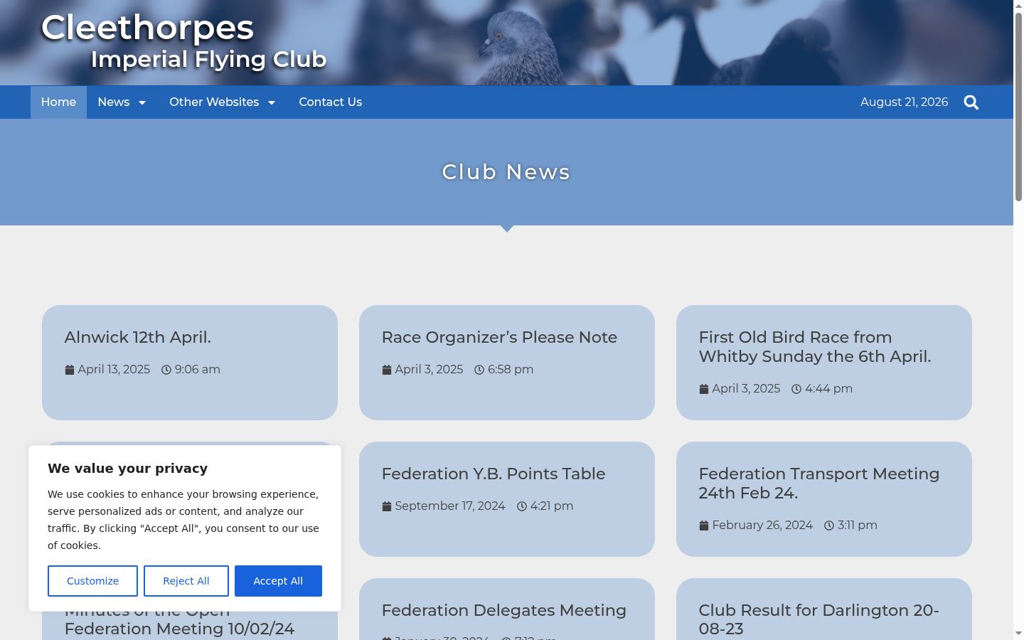 Captura de ecrã do banner de consentimento apresentado antes de qualquer interação