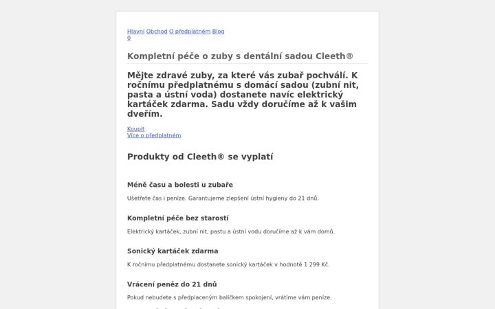 Kuvakaappaus sivustosta cleeth.eu