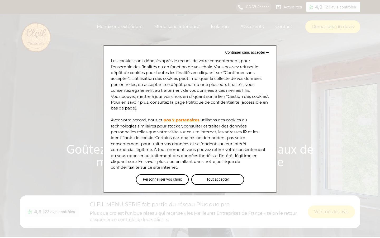 Snímek obrazovky baneru souhlasu zobrazeného před jakoukoli interakcí
