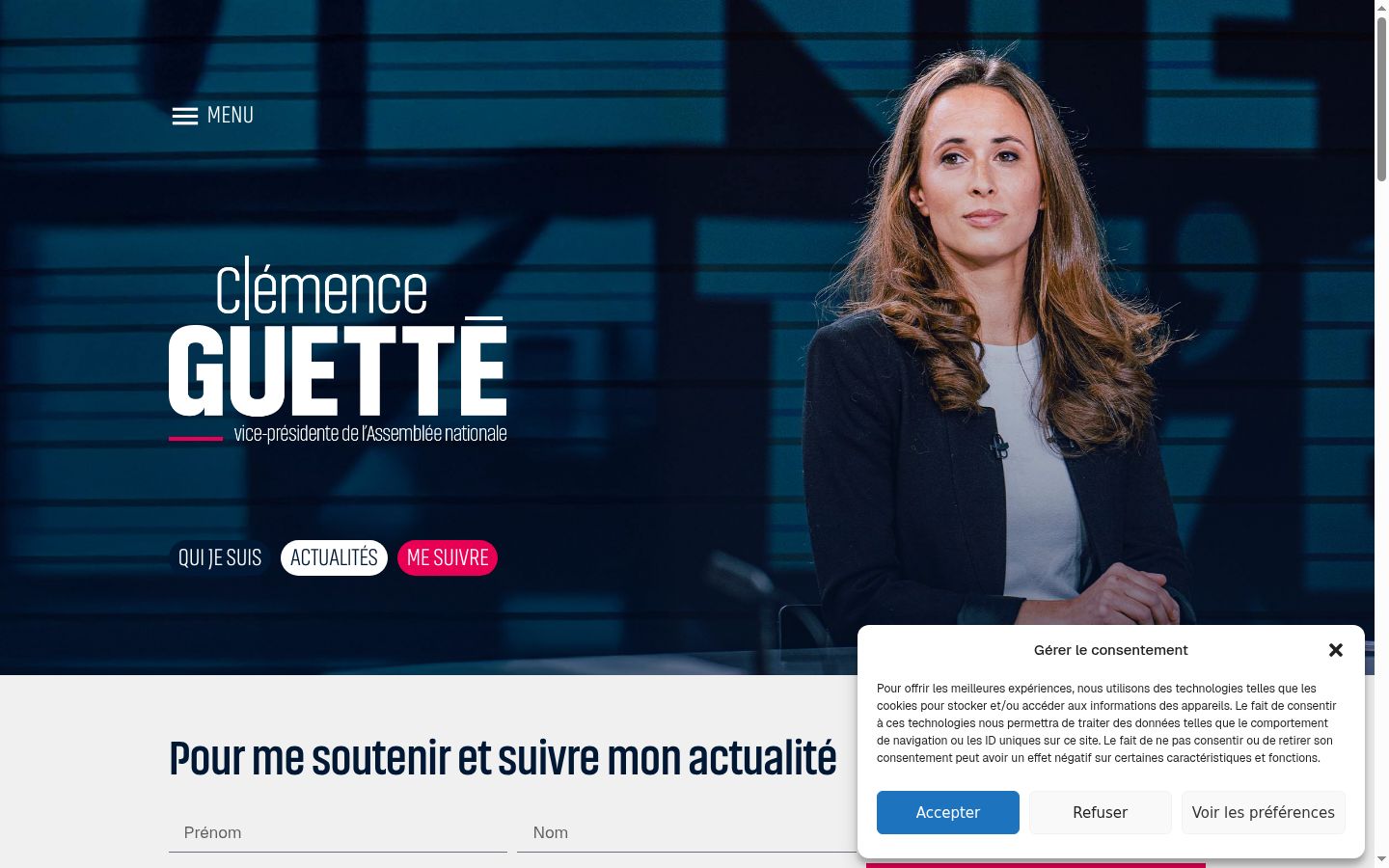 Screenshot del banner di consenso mostrato prima di qualsiasi interazione