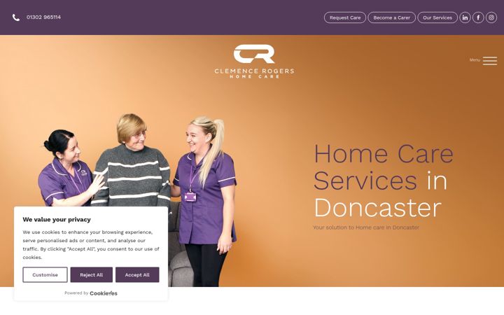 Screenshot of clemencerogershomecare.co.uk
