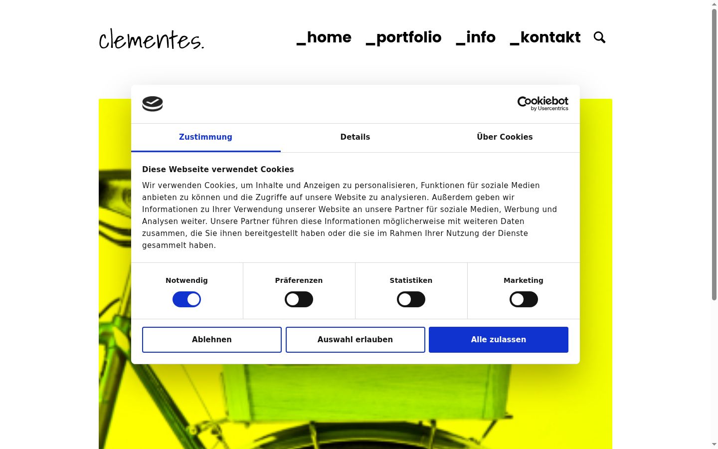 Captura de pantalla del banner de consentimiento mostrado antes de cualquier interacción
