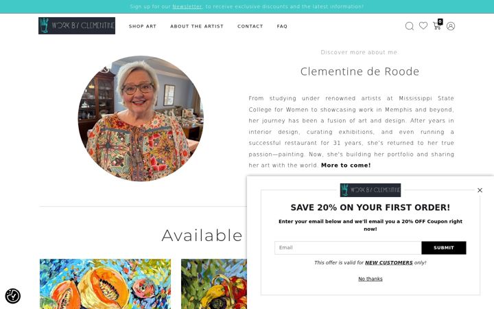 Screenshot of clementines-art.com