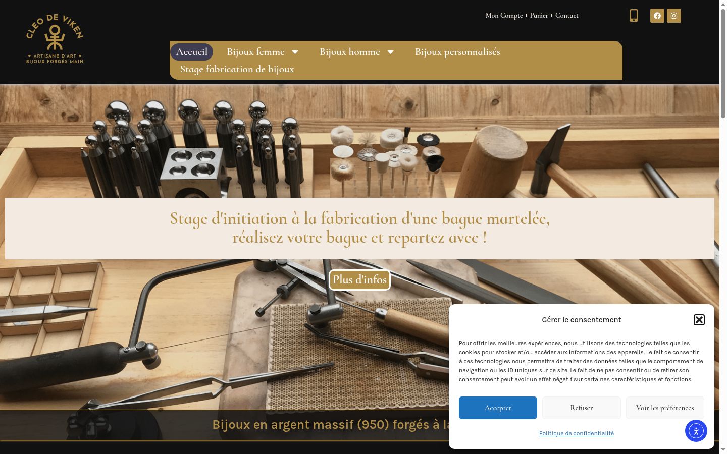 Screenshot del banner di consenso mostrato prima di qualsiasi interazione