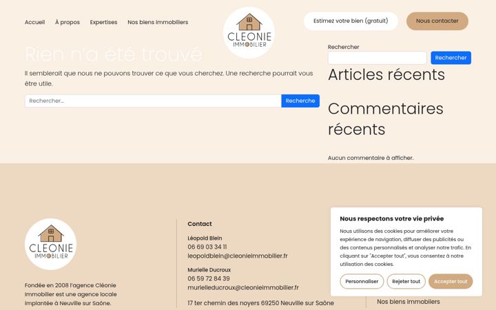Snímek obrazovky cleonieimmobilier.fr