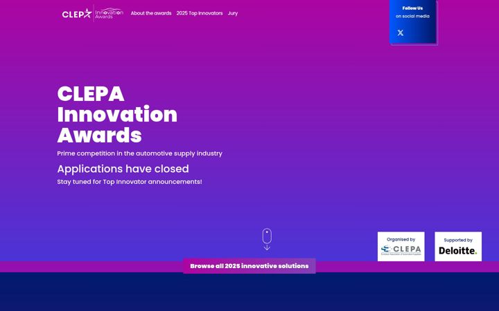 Screenshot of clepainnovationawards.eu