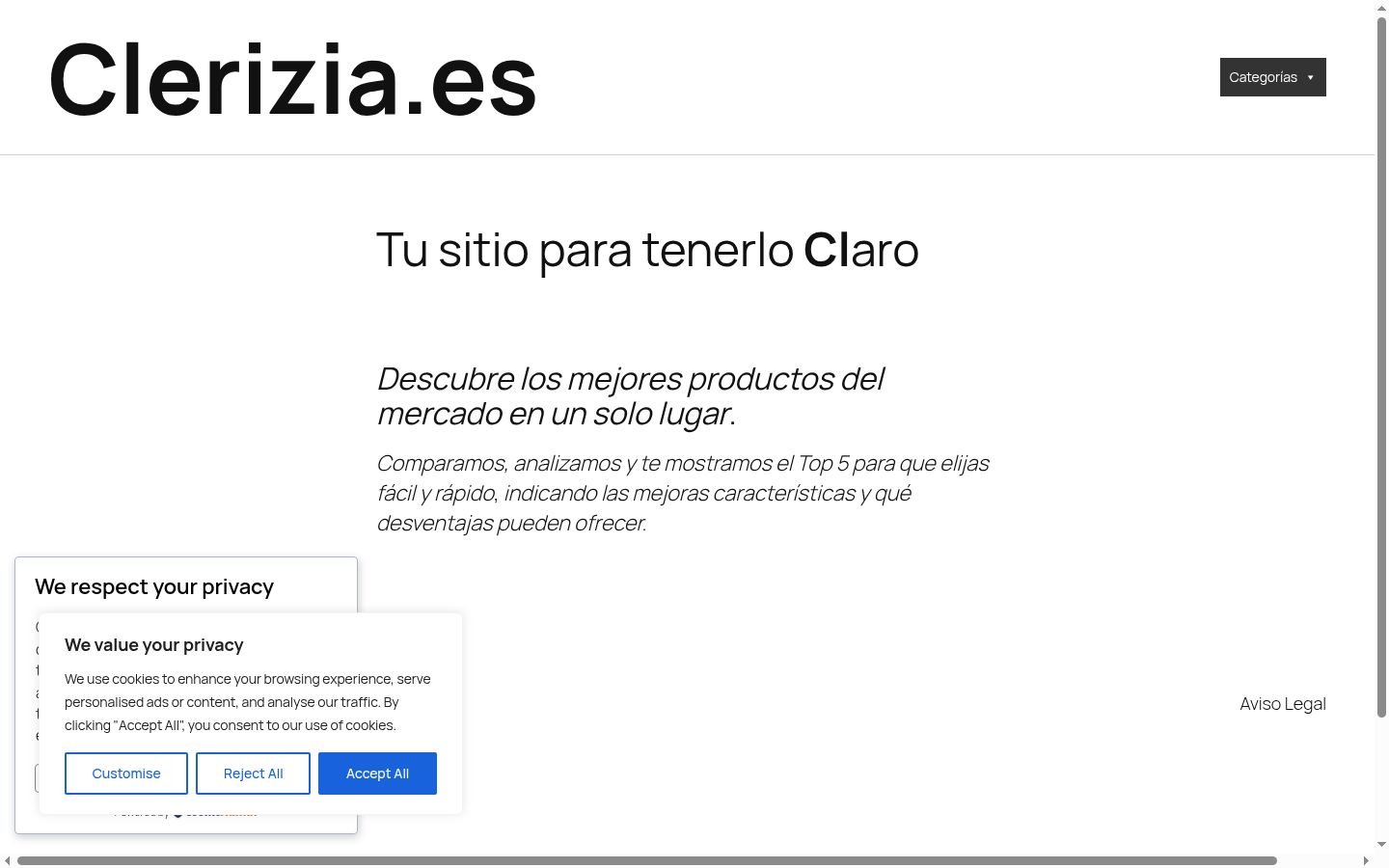 Screenshot of the consent banner shown before any interaction