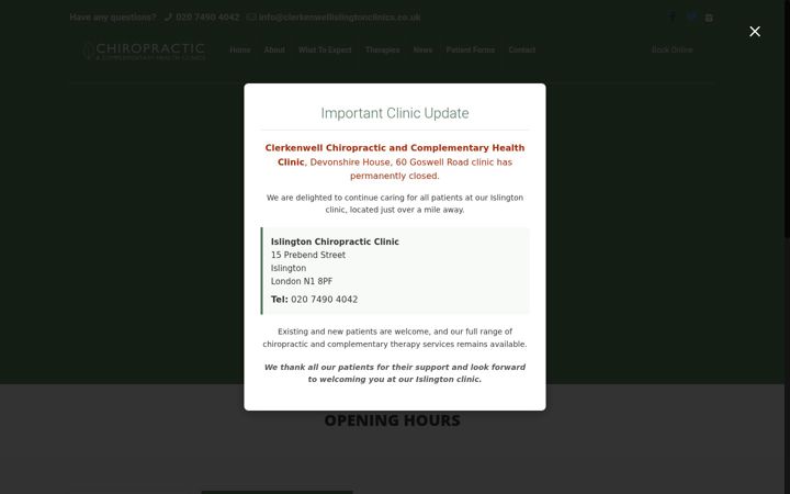 Screenshot of clerkenwellislingtonclinics.co.uk