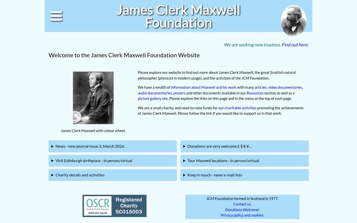 Ekrānuzņēmums no clerkmaxwellfoundation.org