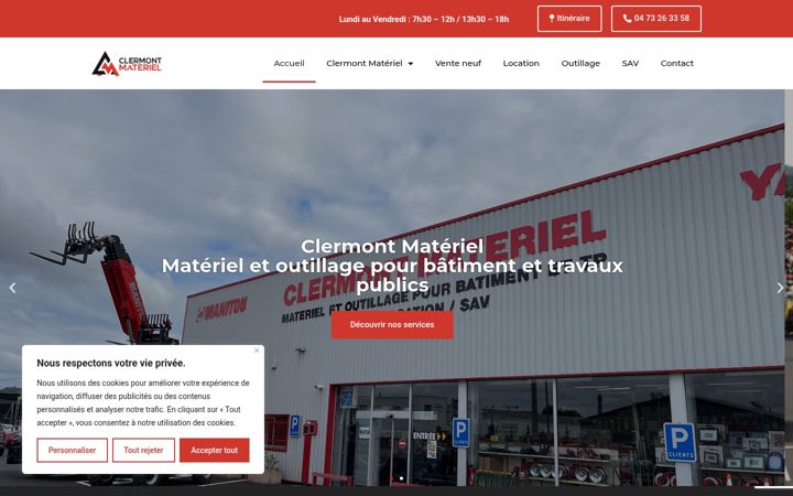 Snímek obrazovky clermont-materiel.fr