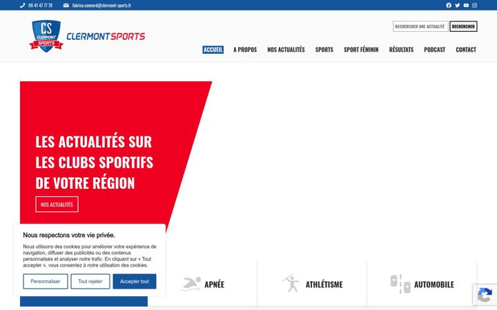 Snímek obrazovky clermont-sports.fr