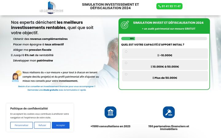 Screenshot of cles-du-patrimoine.fr