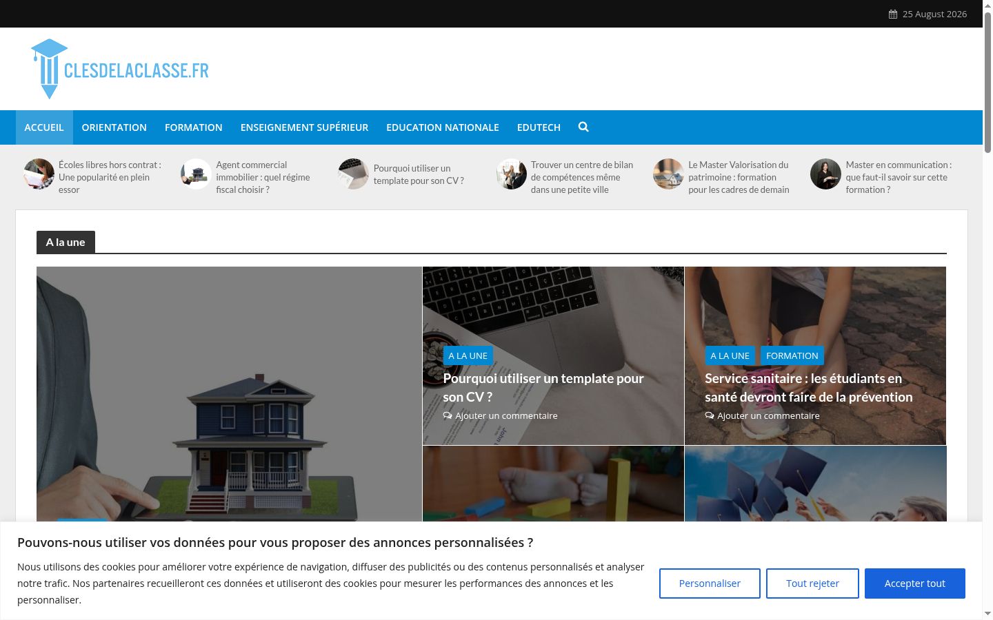 Screenshot del banner di consenso mostrato prima di qualsiasi interazione