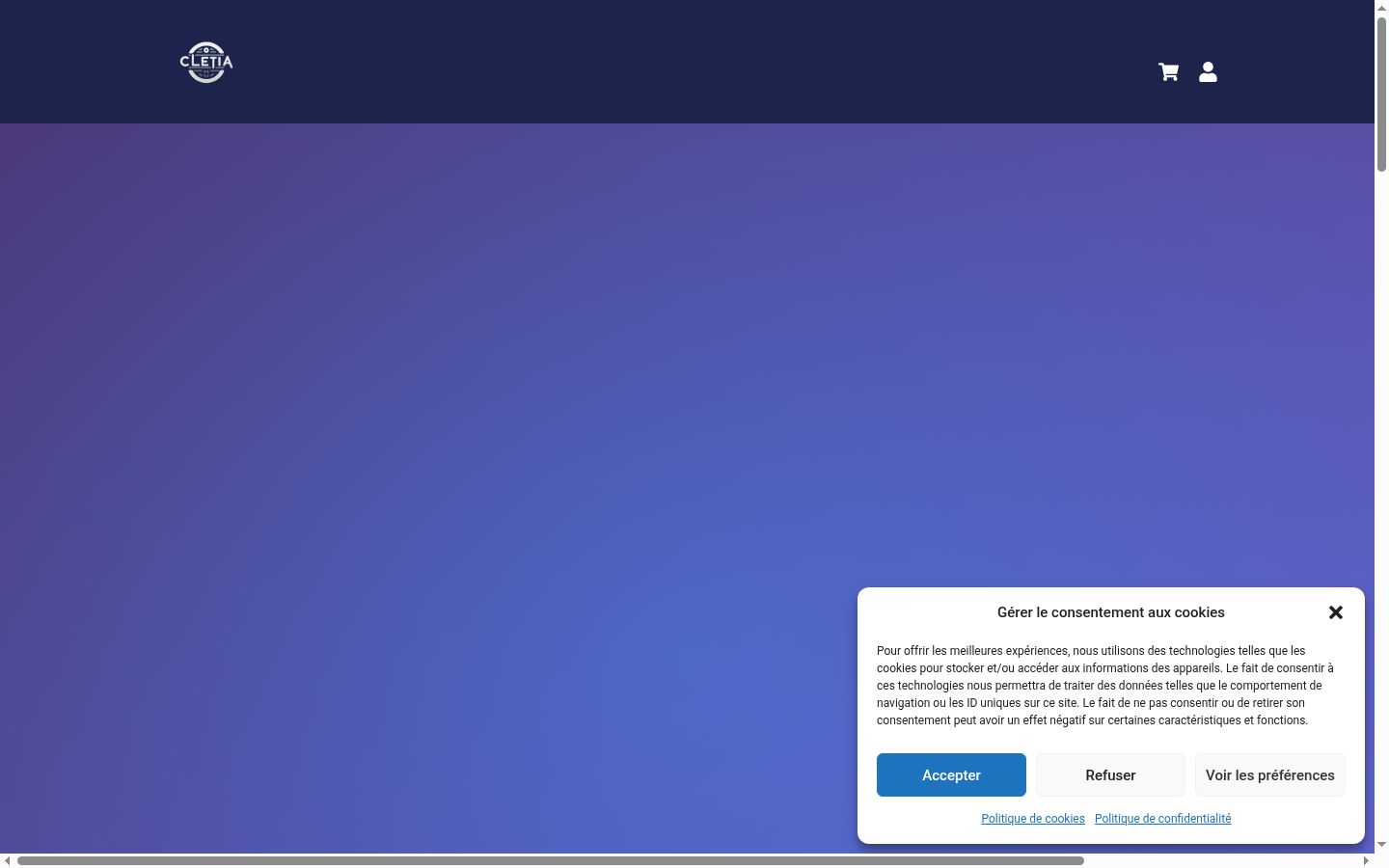 Captura de pantalla del banner de consentimiento mostrado antes de cualquier interacción