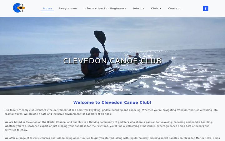 Screenshot of clevedoncanoeclub.org.uk