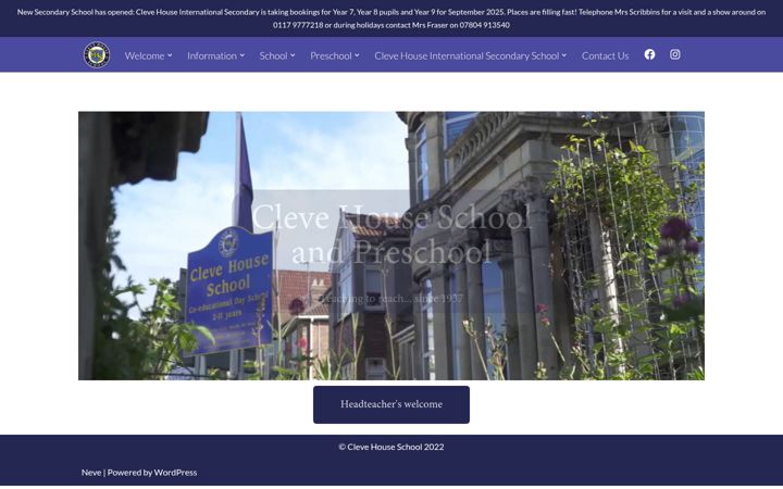 Screenshot of clevehouseschool.com