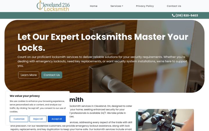 Screenshot of cleveland216locksmith.com