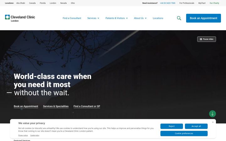 Screenshot of clevelandcliniclondon.uk