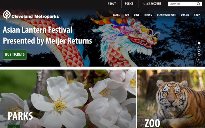 Screenshot of clevelandmetroparks.com