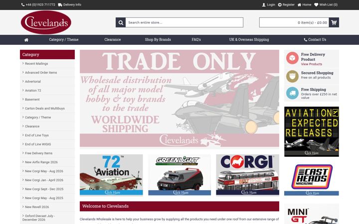 Screenshot ta' clevelandsdiecast.co.uk