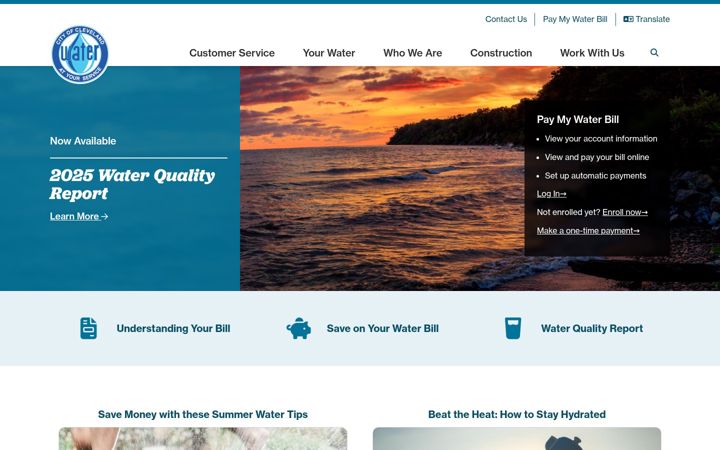 Screenshot of clevelandwater.com
