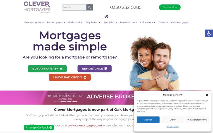 Capture d'écran de clever-mortgages.co.uk