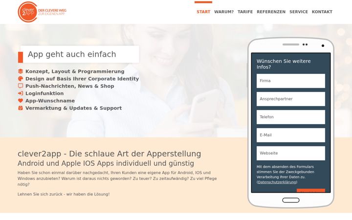 Screenshot of clever2app.de