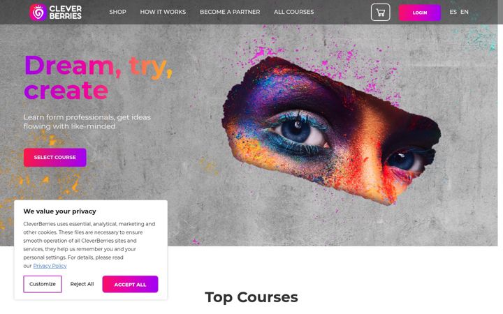 Screenshot of cleverberries.com