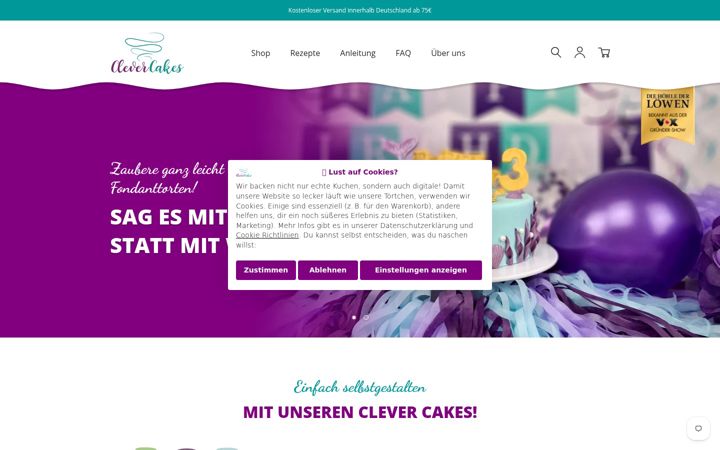Screenshot του clevercakes.de