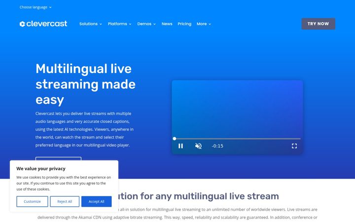 Screenshot of clevercast.com