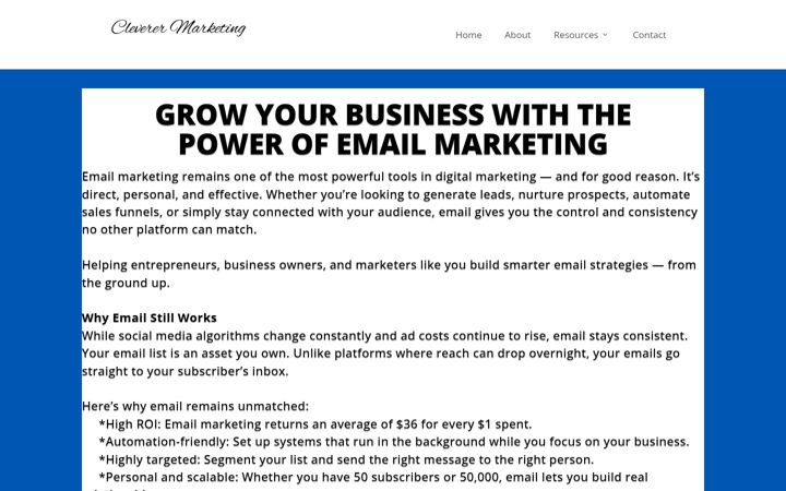 Screenshot of cleverermarketing.com