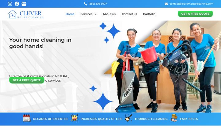 Screenshot of cleverhousecleaning.com