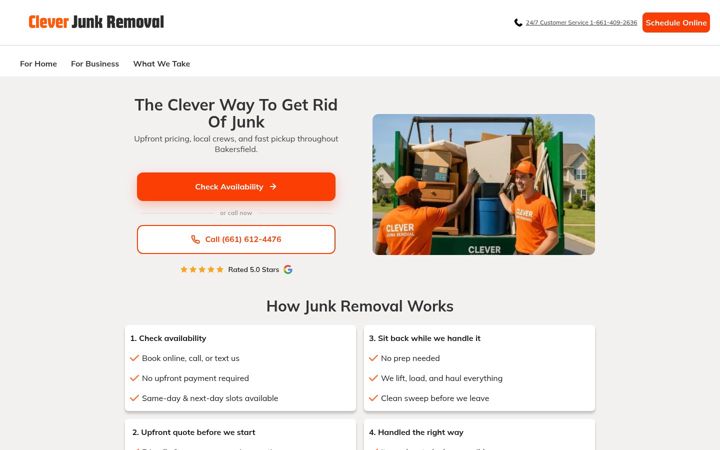 Screenshot of cleverjunkremoval.com