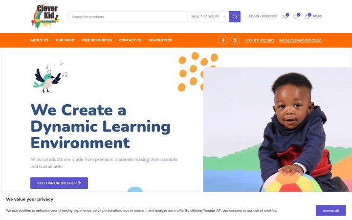 Screenshot του cleverkidz.co.za