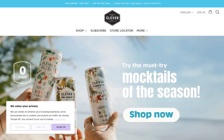 Screenshot of clevermocktails.com