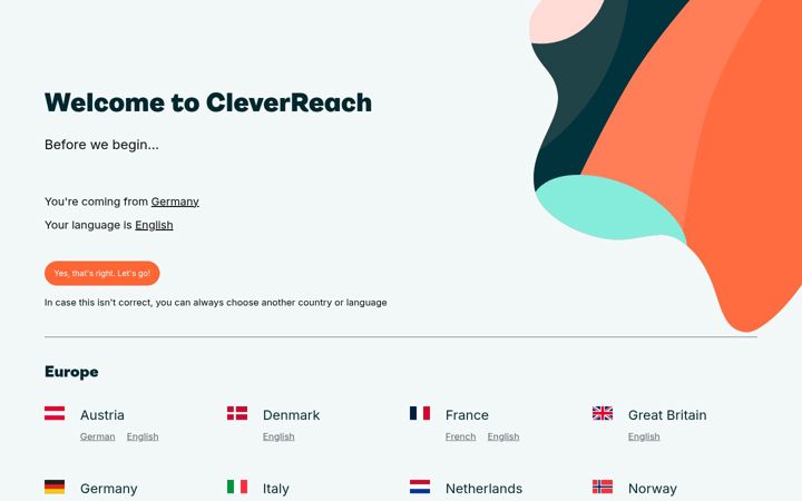 Skärmbild av cleverreach.com