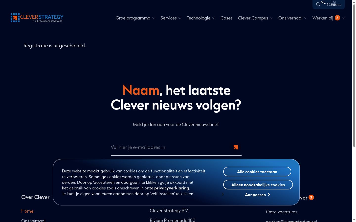 Screenshot van de toestemmingsbanner zoals getoond vóór enige interactie
