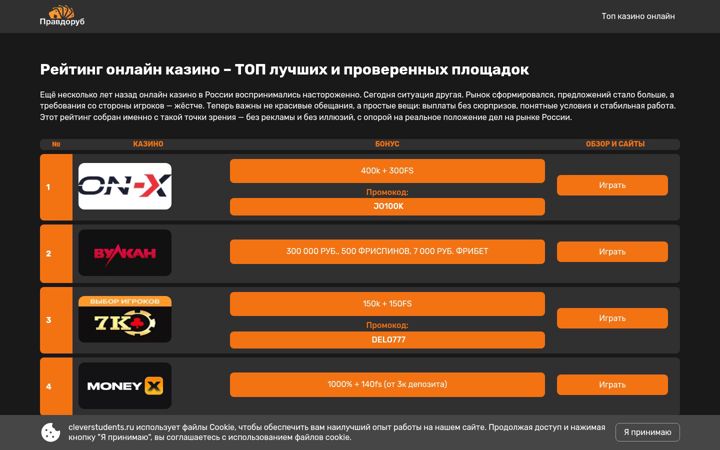 Screenshot of cleverstudents.ru