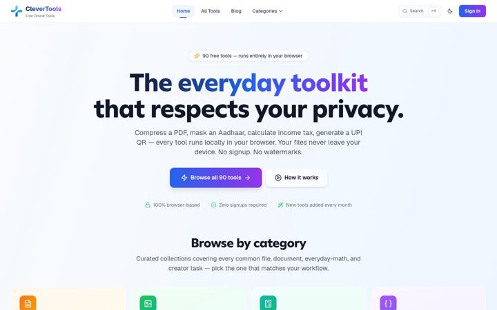 Screenshot of clevertools.in