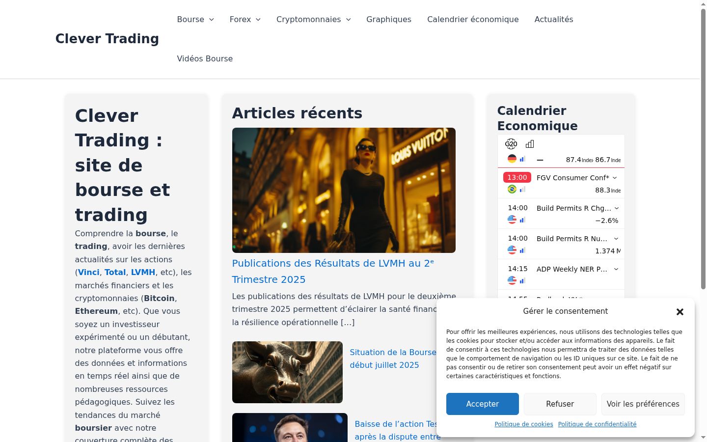 Captura de ecrã do banner de consentimento apresentado antes de qualquer interação