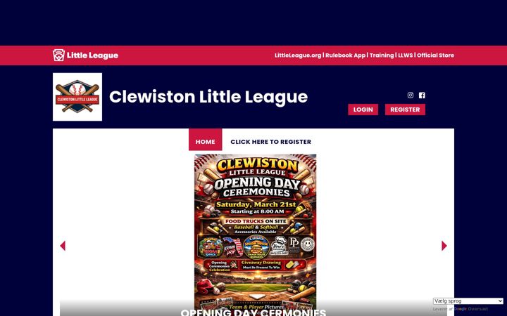 Ekrānuzņēmums no clewistonlittleleague.org