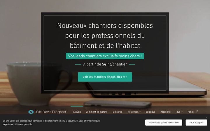 Snímek obrazovky clic-devis-prospect.fr
