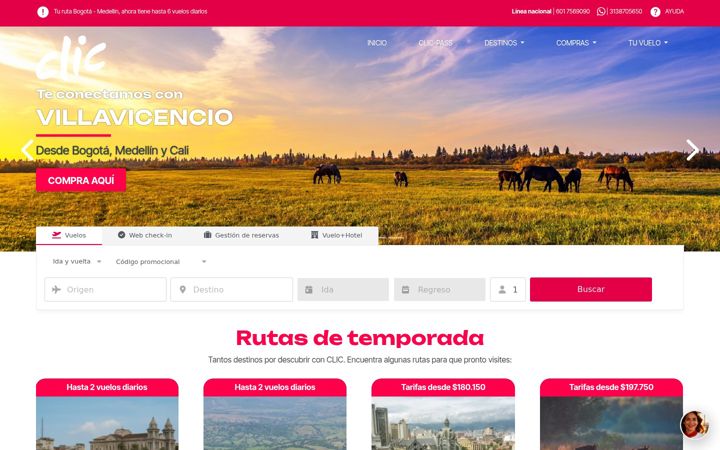 Screenshot of clicair.co